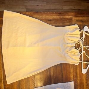 Cream Sleeveless Dress with Tie Back